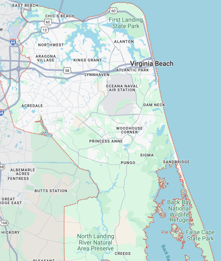 map of Virginia Beach, VA